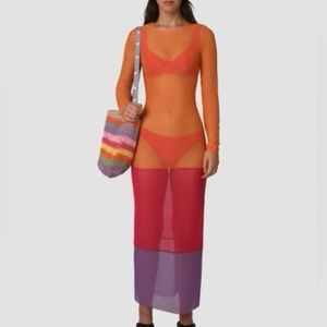 Sheer colorful beach cover up